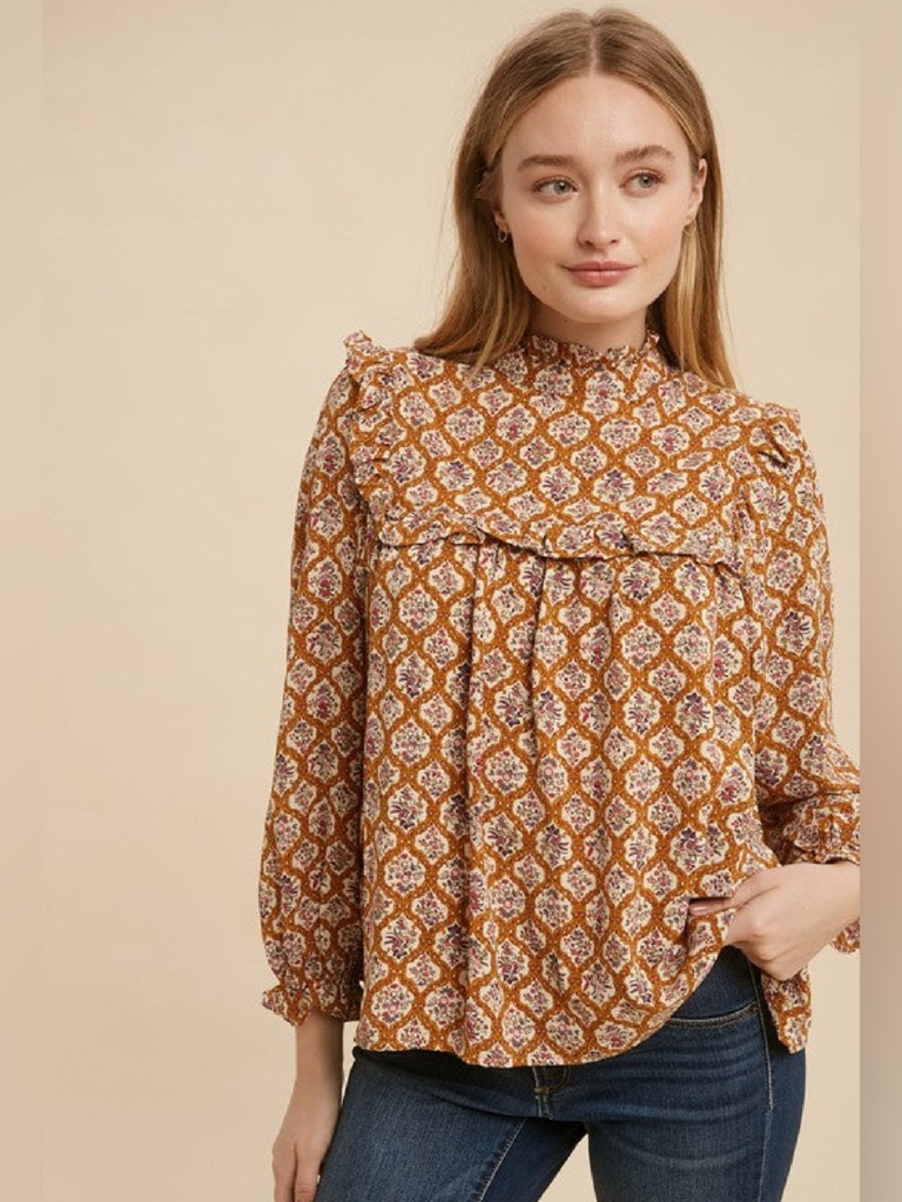 In Loom Floral Long Sleeve Blouse